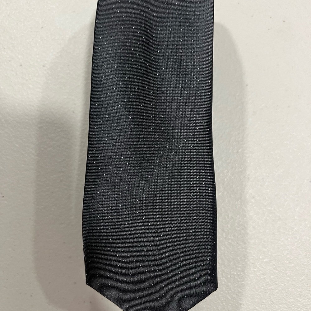 Men's SILK Black Textured Tie - Classic Formal/casual w simplistic polka dots
